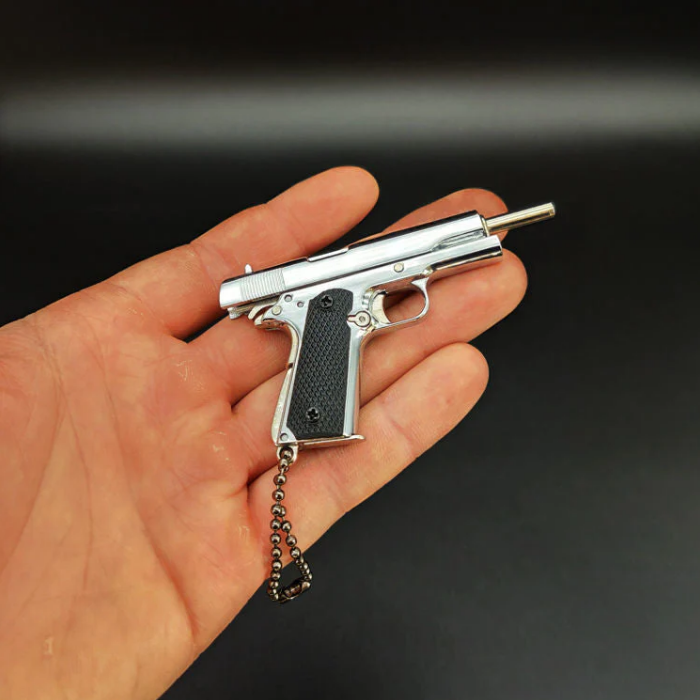 1:3 High Quality Metal Silver 1911 Keychain Model Toy Gun Miniature Alloy Pistol Collection Toy Gift