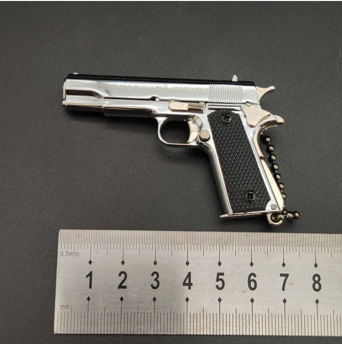 1:3 High Quality Metal Silver 1911 Keychain Model Toy Gun Miniature Alloy Pistol Collection Toy Gift