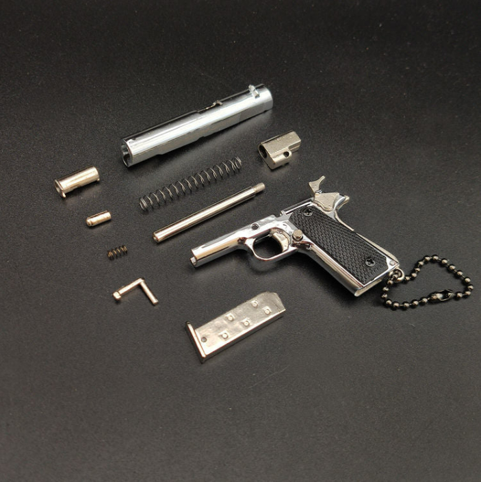 1:3 High Quality Metal Silver 1911 Keychain Model Toy Gun Miniature Alloy Pistol Collection Toy Gift